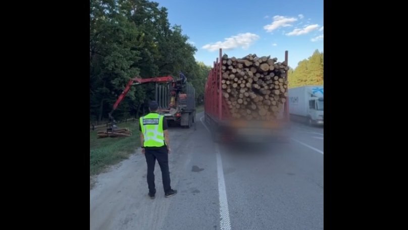 На Львівщині водія вантажівки змусили скинути понад 8 тонн дров