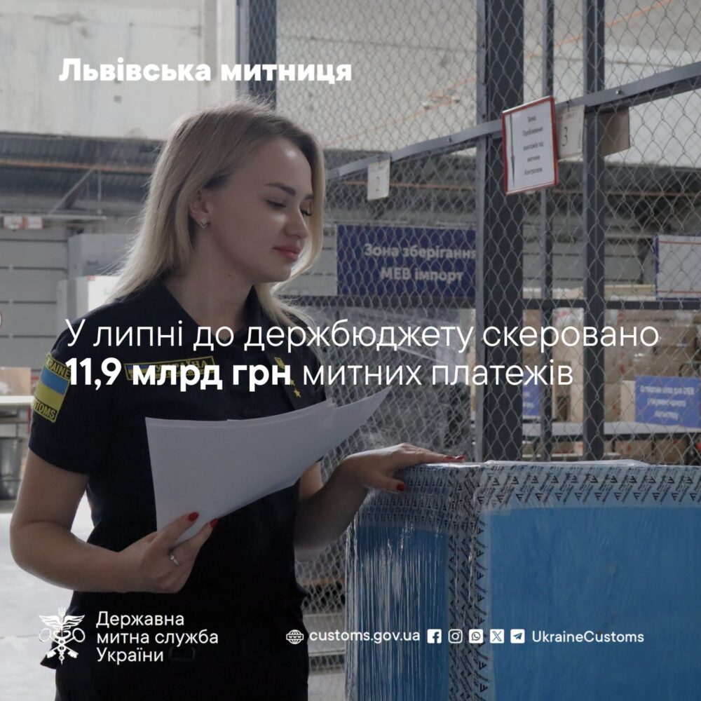 Львівська митниця у липні перерахувала до держбюджету майже 12 млрд грн