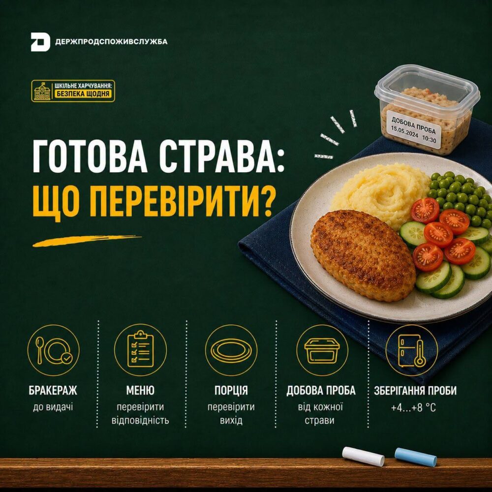 Шкільне харчування: що перевіряють перед видачею готових страв дітям