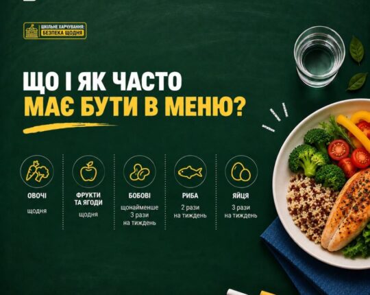 Шкільне харчування: як часто школярі мають їсти овочі, фрукти, рибу та м’ясо